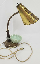 Vintage Antique Metal GOOSENECK DESK LAMP with Attachable ASHTRAY Rusted Finish picture