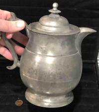 Antique American Pewter Lidded Pitcher, Roswell Gleason, Dorchester, MA, c. 1840 picture