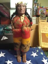 RARE 1920s Large Skookum Chief Smoker Left Glancing Native American Indian Doll picture