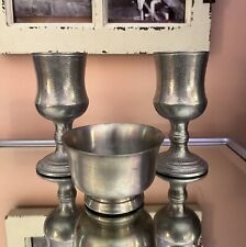 Leonard English Pewter Wine Goblets  and Jefferson Cup Handmade In Sheffield picture