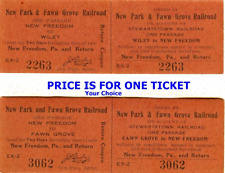 1930's NEW PARK & FAWN GROVE RAILROAD TICKET - STEWARTSTOWN, YORK COUNTY, PENN. picture