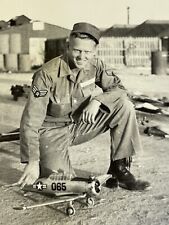 J1 Photo Handsome U.S. Military Man With Gas Powered Engine Uniform Air Force picture
