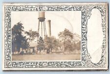 Yocemento Kansas KS Postcard RPPC Photo Water Tower And Trees c1910's Antique picture