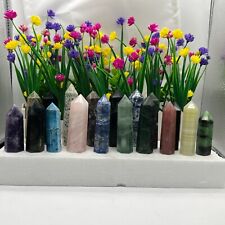 18pcs Natural mix  Material Quartz Obelisk Wand Crystal Tower Point Healing picture