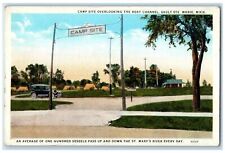 c1920's Camp Site Overlooking Boat Channel Sault Ste. Marie Michigan MI Postcard picture