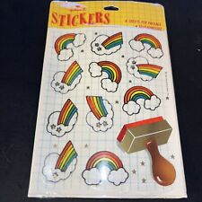 NEW Vintage 80’s Hallmark  Rainbow & Clouds Stamp Sticker Sheets - Rare picture