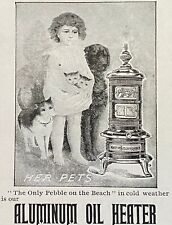 1897 ALUMINUM OIL HEATER Novelty Co.Jackson,Mich.Vtg Print Ad~Girl w/Kittens&Dog picture
