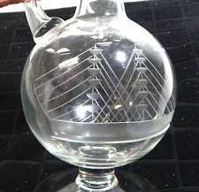 Antique Etched Glass Pitcher Decanter Schooner Clipper Ship Made in Hungary 11