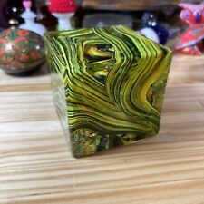 Vintage Solid Art Glass Cube Paperweight MCM Retro Colors picture