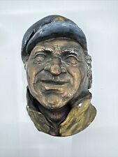 Vintage Chalkware Fisherman Head Wall Art Cottagecore Shabby Chic Eclectic Decor picture