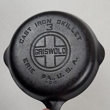 Vintage Griswold Cast Iron Skillet 3 Large Block Letters Logo No 709 Frying Pan picture