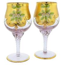 GlassOfVenice Set of Two Murano Glass Wine Glasses 24K Gold Leaf - Lavender picture