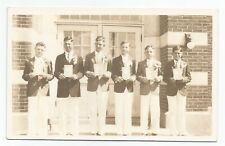 Young Men Graduation in Front of School Real Photo RPPC White Border Postcard picture