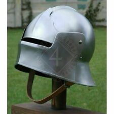 Medieval Knight 18 gauge Steel Visor Sallet Helmet about German Armour Costume picture