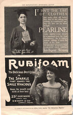 1900's OLD MAGAZINE PRINT AD,2 sided-Pearline soap- Rubifoam dental wash picture