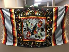 Vintage Native American Wool Blanket Rug Saddle Cloth Multi Colored 42