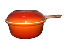 Vintage Descoware Enamel Cast Iron Orange Sauce Pot & Skillet Belgium picture