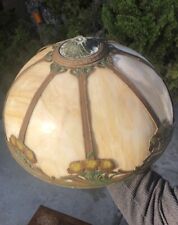 ANTIQUE ARTS & CRAFTS ART NOUVEAU SLAG GLASS LAMPSHADE FOR LAMP BASE HANDEL ERA picture