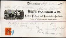 1869 Vicksburg Ms - Polk Boswell & Co - Cotton - Produce - Rare Letter Head Bill picture