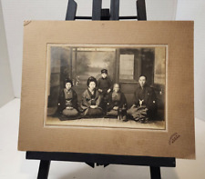 ANTIQUE CABINET CARD JAPANESE FAMILY EARLY 1900's NEW YEAR'S DAY, Y. FUNAKOSHI picture