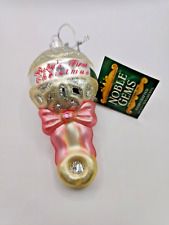 Kurt S Adler Noble Gems Baby Girl First Christmas Glass Ornament Pink Rattle 4