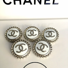 SET 8 Vintage 20 mm Chanel CC Stamped  Logo Silver tone Buttons 0,79 inch picture