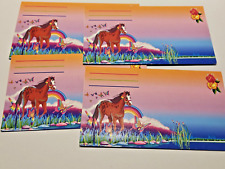 Lisa Frank Rainbow Chaser Tri-fold Notes x 4 Vintage Stationery Note Cards Roses picture