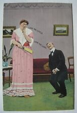 Tall Woman, Short Man Old 1908 Humor Postcard by Bamforth Publ. picture