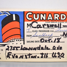 1962 RMS Queen Elizabeth Luggage Trunk Label Tag Cunard Line Evanston Illinois picture