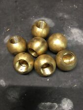 New Old Stock 1 Inch Solid Brass Ball Tapped 1/4 IPS (1/2 Diameter) Raw Unf picture
