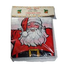 Vintage Extra Large Plastic Santa Sack Christmas Holiday Gift Wrap Bag 20X34”  picture
