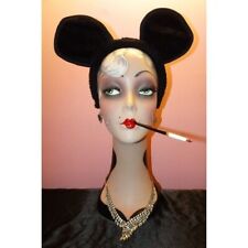 Vintage Black Fuzzy Mickey Mouse Ears Disney memorabilia retro headband picture