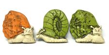 Hoda 1977 Set Snails Wall Hanging Cream Orange & Green Vtg See Pics Paint Loss picture