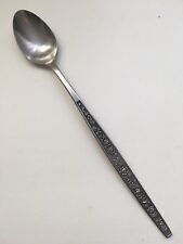 National Engraved ANTIQUA Satin Stainless Black Rose ICED TEA SPOON 7 5/8” picture