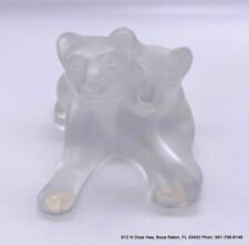 Vintage Lalique France Tambwe Lion Cubs  Frosted Crystal Signed Pads picture