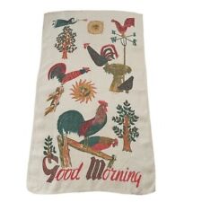 Vintage Farmhouse Pennsylvania Dutch Rooster Good Morning Linen Tea Towel picture