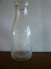 Milk bottle clear glass Acme 1 pint vintage glass bottle picture