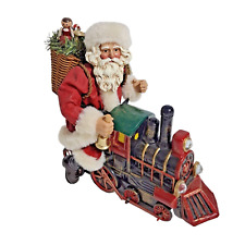 Vintage Kurt Adler Christmas Decoration Santa Riding Train Fabriche Toy Basket picture