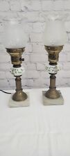 Antique pair of  lamps MCM handpainted Flowers And Ivey White background.   picture