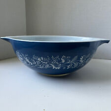 Vintage PYREX Colonial Mist Blue & White Daisy Cinderella Mix Bowl 4L 444 USED picture