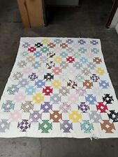 Vintage Grandmother Large Patch Work Quilt Colorful Squares 72”x81” picture