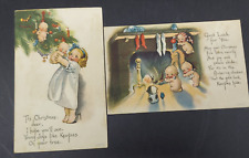 2 - 1921 CHRISTMAS POSTCARDS w Rose O neill KEWPIE ELVES picture