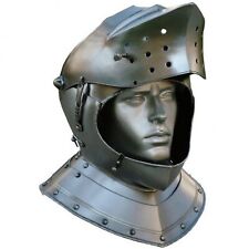 16 GA SCA LARP Medieval preowned leather armor knight helmet battle ready steel picture
