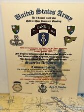 U.S. ARMY-75TH RANGER / 8TH INFANTRY DIVISION SUPERIOR ACHIEVEMENT COMMENDATION picture