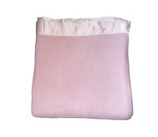 Vintage Pink Mauve Acrylic Waffle Weave Satin Trim 83”x 76” Blanket Throw picture