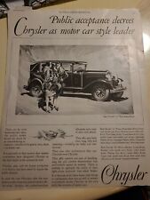 1929 CHRYSLER 75 TOWN SEDAN ANTIQUE CAR AD VTG CLIPPING AUTO SIGN ART PHOTO picture