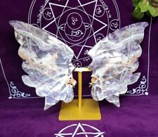 Stunning Big Dream Amethyst Crystal hand carved Butterfly Wings + Stand Chevron picture
