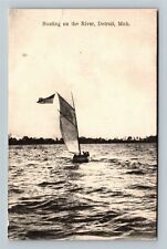 Detroit MI-Michigan Boating On The River Vintage Souvenir Postcard picture