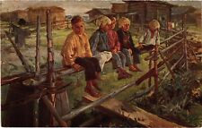 PC POLISH ARTIST SIGNED COUNTRY BUMPKINS G. PRIANISZNIKOW (a43838) picture