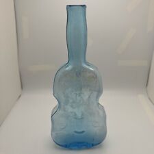 Vintage RARE Light Aqua Blue Violin Cello Glass Bottle Bud Vase Hand Made 7.5 In picture